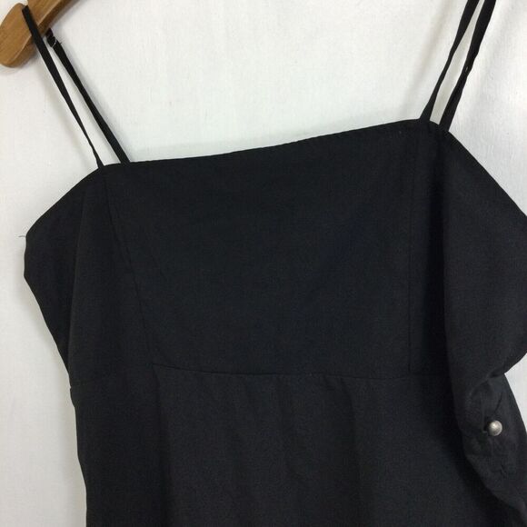 Free People Intimately Sleeveless Strap Side Button Mini Dress Black Sz L - Picture 2 of 8